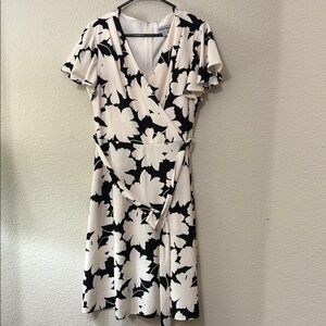Floral Wrap Dress in Black and White